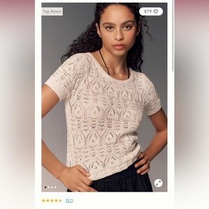 By Anthropologie crochet knit sweater tee